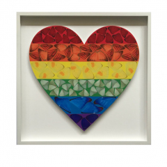 Butterfly Heart by Damien Hirst - Laminated Giclee on aluminum composite panel. Floated in a deep shadowbox with anti-reflective glass.